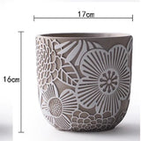 Vaso de plantas europeu de concreto, molde de silicone, decoração simples de folhas de flores, padrão em relevo, vaso de flores de cimento, moldes de silicone