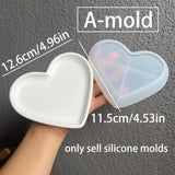 Grande Concreto Coração Forma Silicone Mold, DIY Coração Prato De Armazenamento, Castiçal, Resina Bandeja De Jóias, Fundição