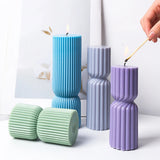 Vertical Stripe Silicone Vela Molde, DIY Geométrica Cilíndrica Vela Perfumada, Gesso Derramando Resina Molde, Mesa Home Decor, Novo