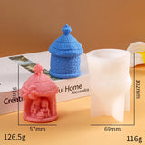 3D Silicone Vela Mold, Religioso Natividade Mold, Aromaterapie, Stone House Scene, Estátua Retrato, Santo Religioso, Material do feriado