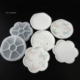 Molde De Silicone Redondo para DIY, Handmade Plum Blossom Shape, Coaster, Gesso, Bandeja De Armazenamento De Concreto, Flower Pot Base, Home Decor