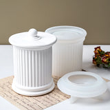 Roman Pilar Stripe Cup Moldes De Silicone, Handmade Frasco De Vela Redonda Com Kit De Tampa, Pen Holder, DIY Vaso, Molde De Cimento De Gesso, Decoração De Casa