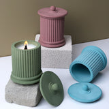 Roman Pilar Stripe Cup Moldes De Silicone, Handmade Frasco De Vela Redonda Com Kit De Tampa, Pen Holder, DIY Vaso, Molde De Cimento De Gesso, Decoração De Casa