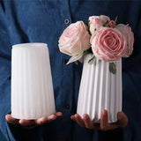 Gesso Vaso Listrado Silicone Mold DIY Flower Pot Decor Cimento Gesso Flower Pot Estilo Minimalista Home Decor Desktop Ornaments