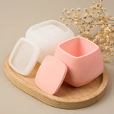 Molde De Silicone Com Tampa, Frasco Quadrado De Vela, Gesso De Concreto Artesanal, Caixa De Armazenamento De Fundição, Molde De Resina, Ornamentos Artesanais, DIY Home Decor