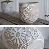 Vaso de plantas europeu de concreto, molde de silicone, decoração simples de folhas de flores, padrão em relevo, vaso de flores de cimento, moldes de silicone