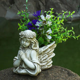 Mãos orar anjo vaso de flores molde de silicone asas anjo vaso cimento molde de silicone caneta titular gesso molde artesanato decoração para casa