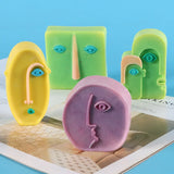 Abstrato rosto silicone molde de vela forma humana irregular sabão resina molde de gesso bolo de chocolate gelo conjunto decoração casa presentes