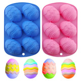 Moldes de silicone para bolo, mousse de ovo de páscoa com 6 buracos, fácil desmoldar, elipse, chocolate, presentes de festival, moldes de velas perfumadas, decoração de festa diy