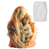 3D Virgem Maria Empacotando Menino Puxando Molde De Silicone, Dia das Mães, Presente de Ação de Graças, Mulher Anjo Cimento Concreto Gesso Moldes