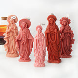 3d diy virgem maria vela molde de silicone jesus resina molde deusa maria estátua concreto cimento gesso molde de silicone presente de natal