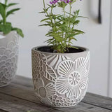 Molde de Silicone para Vaso de Flores com Padrão Floral