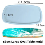 Molde de silicone de resina epóxi oval grande, 63cm, mesa elíptica de rio, resina de silicone, molde de mesa retangular redondo