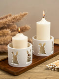 Coelho de páscoa castiçal molde de silicone bonito coelho oco tealight castiçal concreto gesso resina fundição moldes decoração para casa