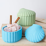 Molde De Silicone Com Tampa, Concha Listrada 3D, Frasco De Vela Perfumada, Caixa De Armazenamento De Concreto De Gesso, Molde De Resina, Artesanato DIY, Decoração De Casa