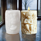 3d asa anjo alívio cilindro vela molde de silicone anjo de páscoa flor estátua cilindro resina molde de silicone artesanato moldes de gesso