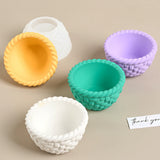 Cesta redonda de tecido, jarra de vela, molde de silicone, faça você mesmo, cesta de bambu, vaso de flores, tigela de armazenamento, gesso, molde de concreto, decoração de casa