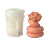 Silicone Snake Candle Mold para Halloween Decor, 3D, Rosa, Flor, Cobra, Resina, Aromaterapia, Cobras, Resina, Gesso