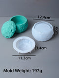 Lua Caixa De Armazenamento De Silicone Molde com Tampa, Gesso Esférico, Copo De Vela Perfumada, Molde De Resina, Série Espacial DIY, Presentes Artesanais, Ornamentos