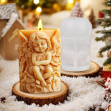 3d asa anjo alívio cilindro vela molde de silicone anjo de páscoa flor estátua cilindro resina molde de silicone artesanato moldes de gesso