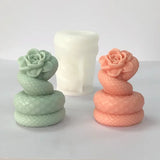 Silicone Snake Candle Mold para Halloween Decor, 3D, Rosa, Flor, Cobra, Resina, Aromaterapia, Cobras, Resina, Gesso