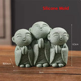 Guofeng-Zen Cimento Pequeno Buda Escultura Silicone Molde, Tabletop Gesso, Chá Pet, Fish Tank, Paisagem Molde Buda