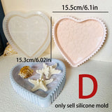 Grande Concreto Coração Forma Silicone Mold, DIY Coração Prato De Armazenamento, Castiçal, Resina Bandeja De Jóias, Fundição