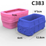 3d carro planta suculenta vaso de resina molde de silicone bonito dos desenhos animados caixa de armazenamento de carro vela copo concreto gesso molde de silicone